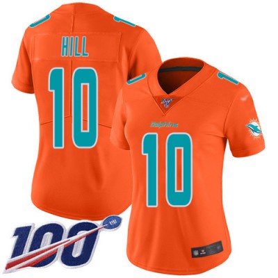 Nike Miami Dolphins #10 Tyreek Hill Orange Women's Stitched NFL Limited Inverted Legend 100th Season Jersey